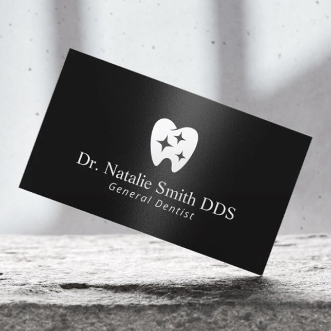 Tarjeta De Visita Dentista Sparkle Tooth Logo Dental Blanco y Negro (Subido por el creador)