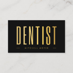 Tarjeta De Visita Dentistry Tooth Logo Black & Gold