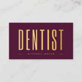 Tarjeta De Visita Dentistry Tooth Logo Borgoña & Gold