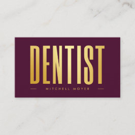 Tarjeta De Visita Dentistry Tooth Logo Borgoña & Gold