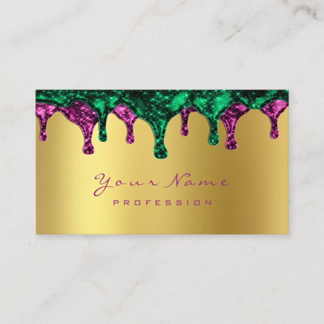 Tarjeta De Visita Depilación de Epilación de Cal Verde Oro Rosa (Anverso)