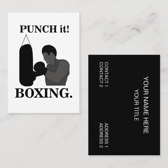 Tarjeta De Visita Deporte de Boxeo Punch It Boxeo  (Anverso / Reverso)