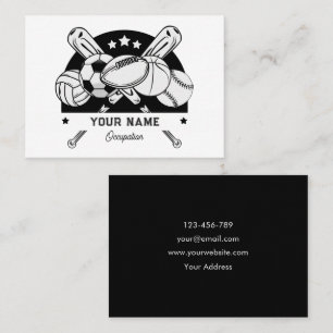 Tarjeta De Visita Deportes en blanco y negro