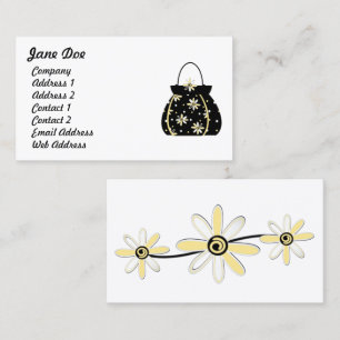 Tarjeta De Visita Depósito floral Femenino Negro y Amarillo