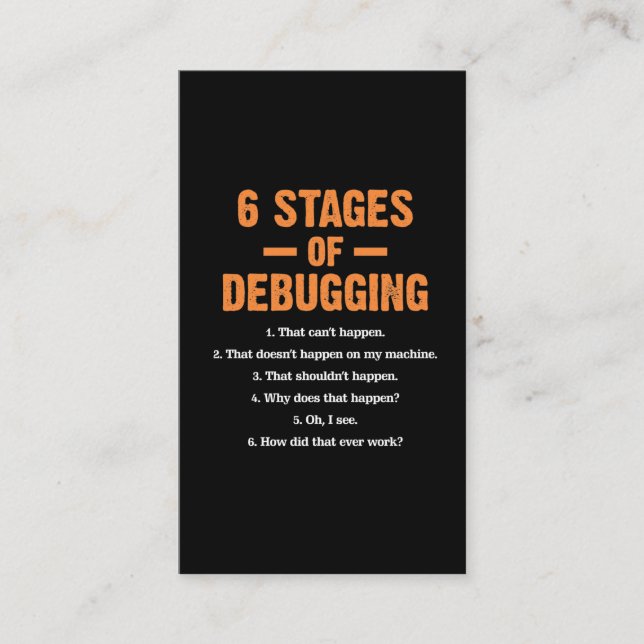 Tarjeta De Visita Depuración de Codificación de Bug Coding Computer  (Anverso)