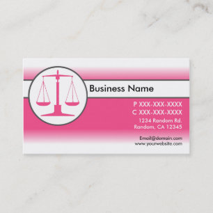 Tarjeta De Visita Derecho de desvanecimiento blanco rosado: justicia