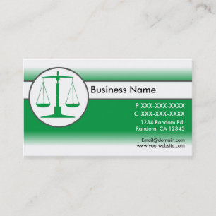 Tarjeta De Visita Derecho de desvanecimiento blanco verde justicia e