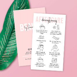 Tarjeta De Visita Dermaplaning Aftercare Guide Cosmetólogo Rosa