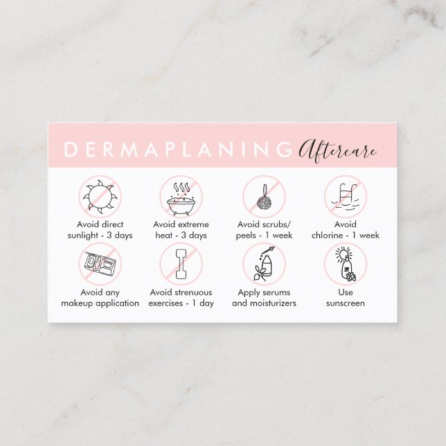 Tarjeta De Visita Dermaplaning Aftercare Post Instruction (Reverso)