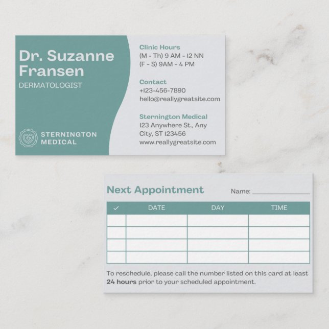 Tarjeta De Visita Dermatología Excelencia: el mejor amigo de su piel (Anverso / Reverso)