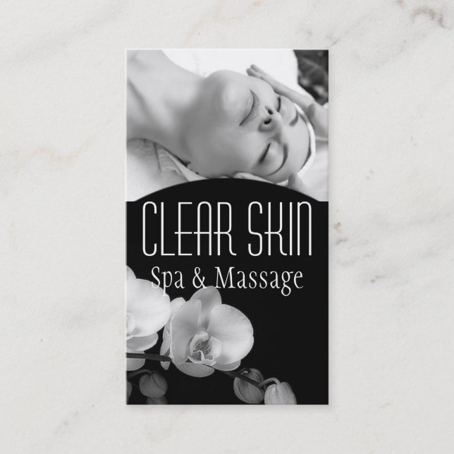 Tarjeta De Visita Dermatólogo de Piel Clara Spa de Masaje Facial (Anverso)