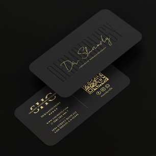 Tarjeta De Visita Dermatólogo elegante Monograma de oro negro modern