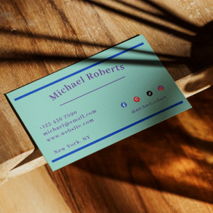 Tarjeta De Visita Derrame de pintura azul creativo moderno con códig