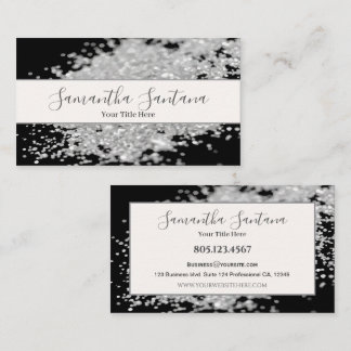 Tarjeta De Visita Derrame de Purpurina blanco