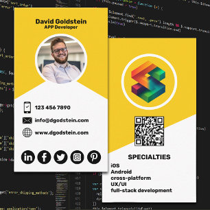 Tarjeta De Visita Desarrollador de Aplicaciones - Amarillo