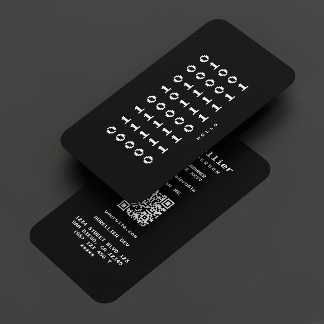Tarjeta De Visita Desarrollador de programador de ingeniero de softw (Software Engineer Programmer Developer Black White Business Card
)