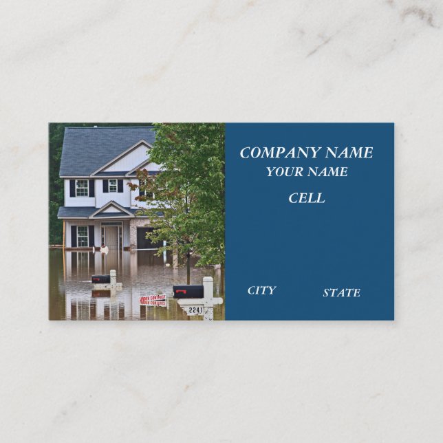 Tarjeta De Visita desastre de inundación daños en casas inundadas (Anverso)