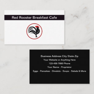 Tarjeta De Visita Desayuno Restaurante Tema de Rooster