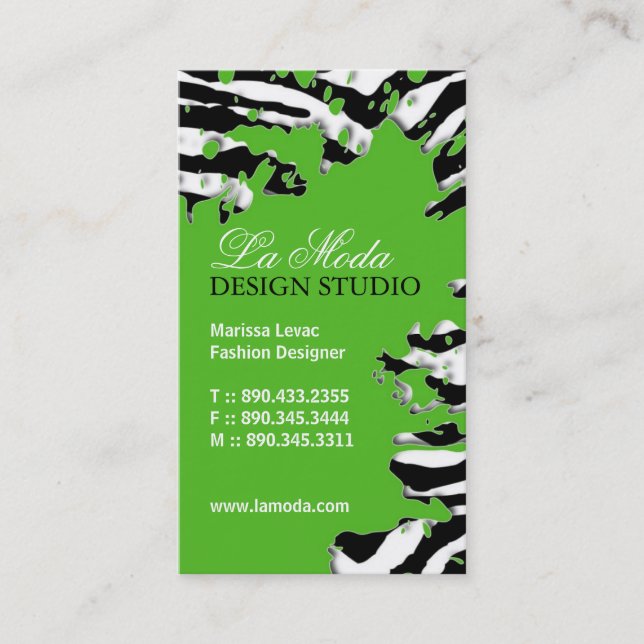 Tarjeta de visita descarada del estampado de zebra (Anverso)
