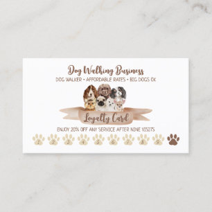 Tarjeta De Visita Descuento de lealtad para paseador de perros Paw