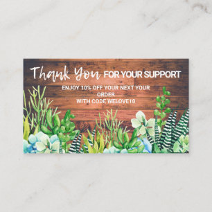 Tarjeta De Visita Descuento de Suculento Floral de Acuarela