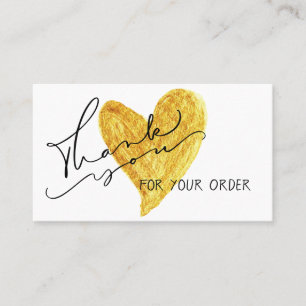 Tarjeta De Visita Descuento en caligrafía Gold Heart Gracias