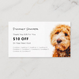 Tarjeta De Visita Descuento en la tienda de cría de perros de cangre