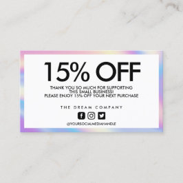 Tarjeta De Visita Descuento geométrico holográfico gracias