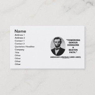 Tarjeta De Visita Desdénes elevados del genio de Abraham Lincoln
