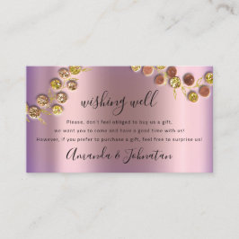 Tarjeta De Visita Deseando bien Boda Regalo Oro Wreath Rosa Púrpura