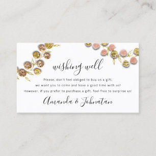 Tarjeta De Visita Deseando bien regalo Boda Purpurina de guirnaldas 