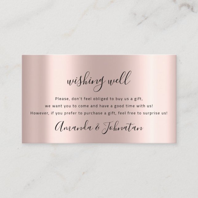 Tarjeta De Visita Desear Bien Para El Boda Sterling Gift Idea Rosa (Anverso)