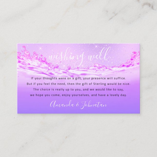 Tarjeta De Visita Desear Bien Para El Boda Sterling Gift Money Purpl (Anverso)