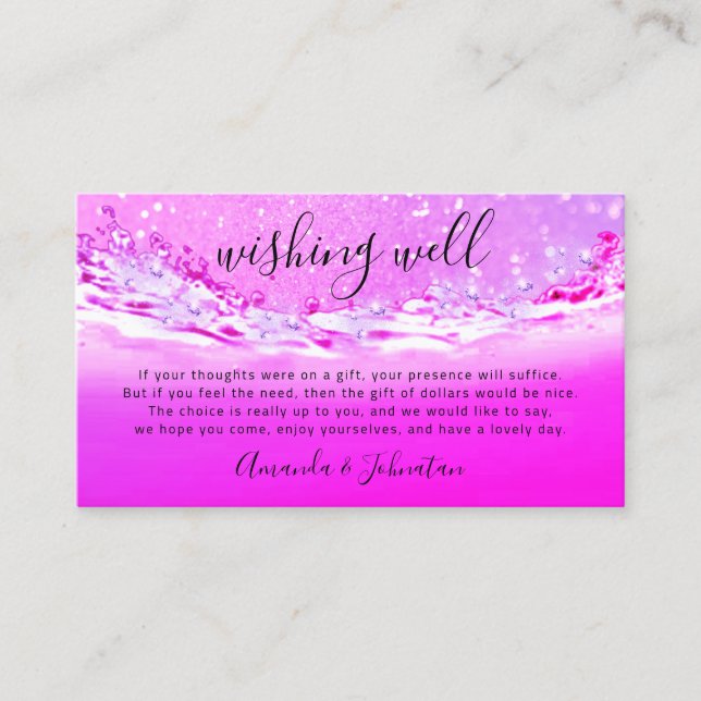 Tarjeta De Visita Desear Bien Por El Dólar Boda Dinero Rosa (Anverso)