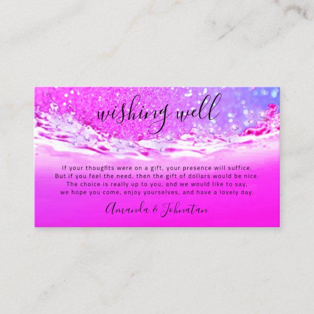 Tarjeta De Visita Desear Bien Por El Dólar Boda Dinero Rosa (Anverso)