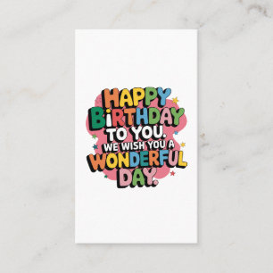 Tarjeta De Visita Deseos de cumpleaños coloridos