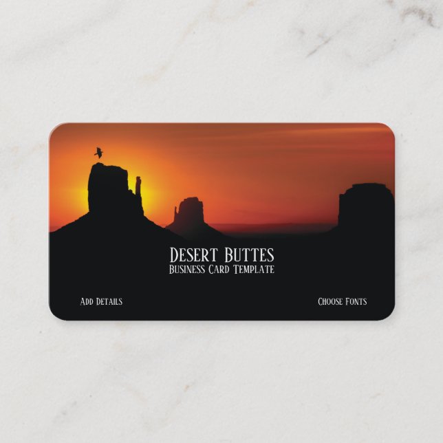 Tarjeta de visita Desert Buttes Landscape Sunset (Anverso)