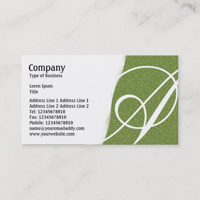 Tarjeta De Visita Desgarrar - Textura verde Grabado en relieve (Anverso)