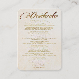 Tarjeta De Visita Desiderata/Cosas Deseadas en el Arte Caligráfico