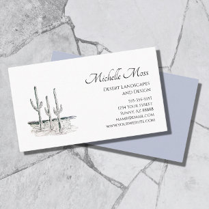 Tarjeta De Visita Desierto Cactus del Suroeste Blanco Negro