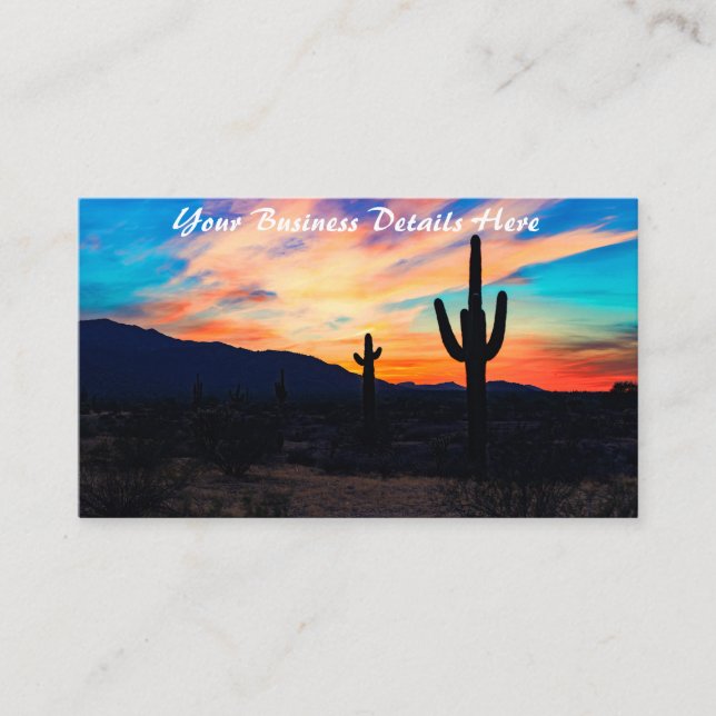 Tarjeta De Visita Desierto del cactus del atardecer (Anverso)