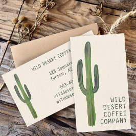 Tarjeta De Visita Desierto Saguaro Cacti Acuarela Única Moda Rústica