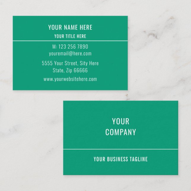 Tarjeta De Visita Design Your Own Green Business Cards Example (Anverso / Reverso)