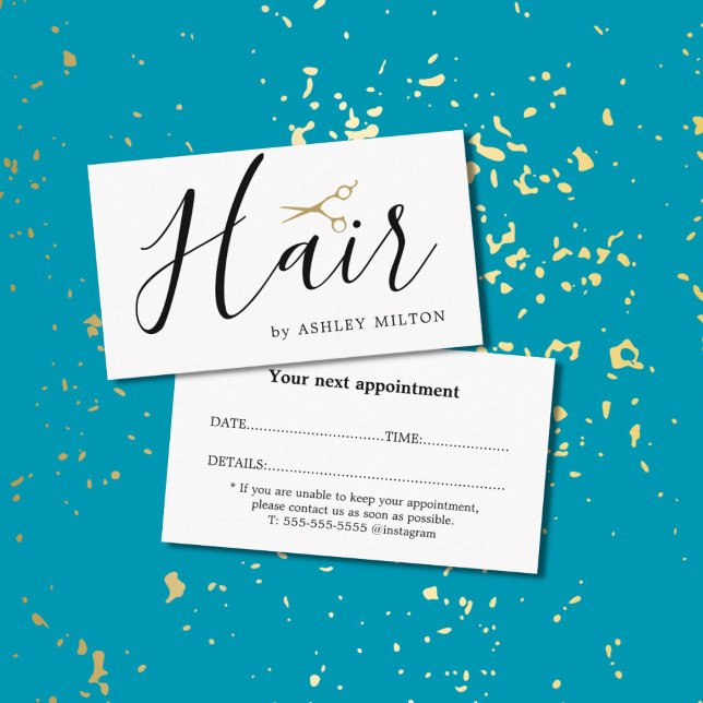 Tarjeta De Visita Designación elegante de tijeras limpias de pelo (Subido por el creador)