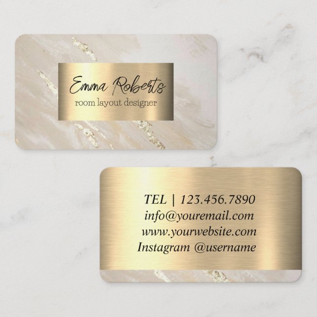 Tarjeta De Visita Designer Marble Gold Simple Business Card (Anverso / Reverso)