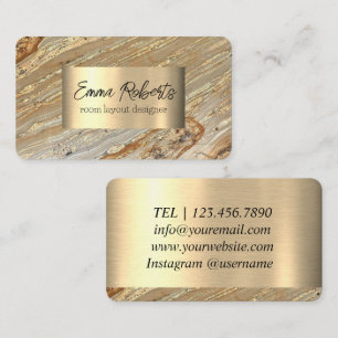 Tarjeta De Visita Designer Marble Gold Simple Business Card