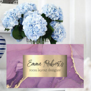 Tarjeta De Visita Designer Purple Marble Gold Simple Business Card