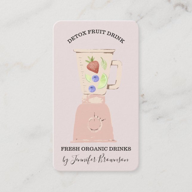 Tarjeta De Visita Desintoxicación rosa Frutas frescas Blender Beber (Anverso)