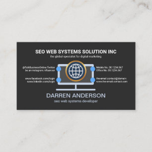 Tarjeta De Visita Desktop Computer Gray Placard Web SEO Technology