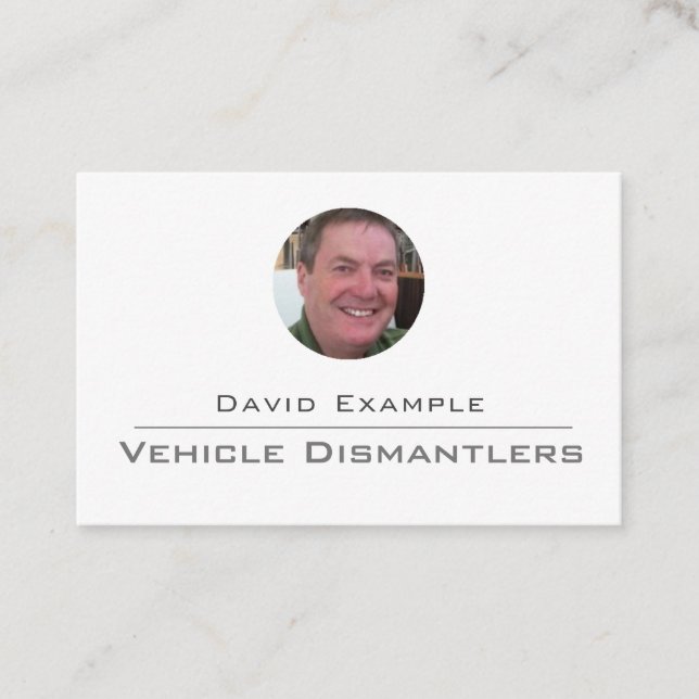 Tarjeta De Visita Desmanteladores de vehículos con foto del titular (Anverso)